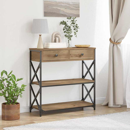 Avlastningsbord Konsollbord Artisan Ek med låda med hylla 75 x 28 x 75 cm