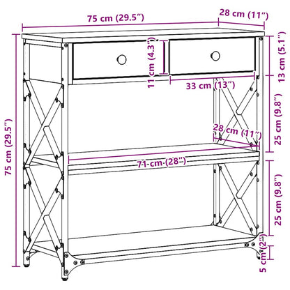 Avlastningsbord Konsollbord Artisan Ek med låda med hylla 75 x 28 x 75 cm