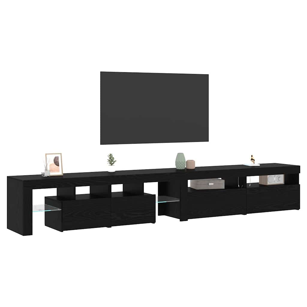TV-skåp 3 pcs Svart ek 260 x 36.5 x 40 cm Konstruerat trä