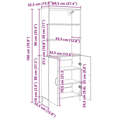 Skänk Svart Ek 69.5 x 32.5 x 180 cm