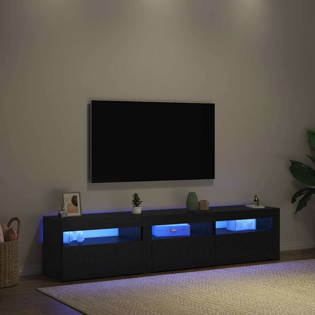 TV-skåp 2 pcs Svart ek 180 x 35 x 40 cm Konstruerat trä