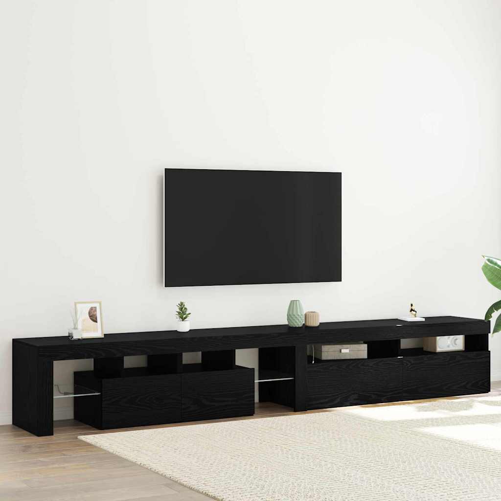 TV-skåp 2 pcs Svart ek 260 x 36.5 x 40 cm Konstruerat trä