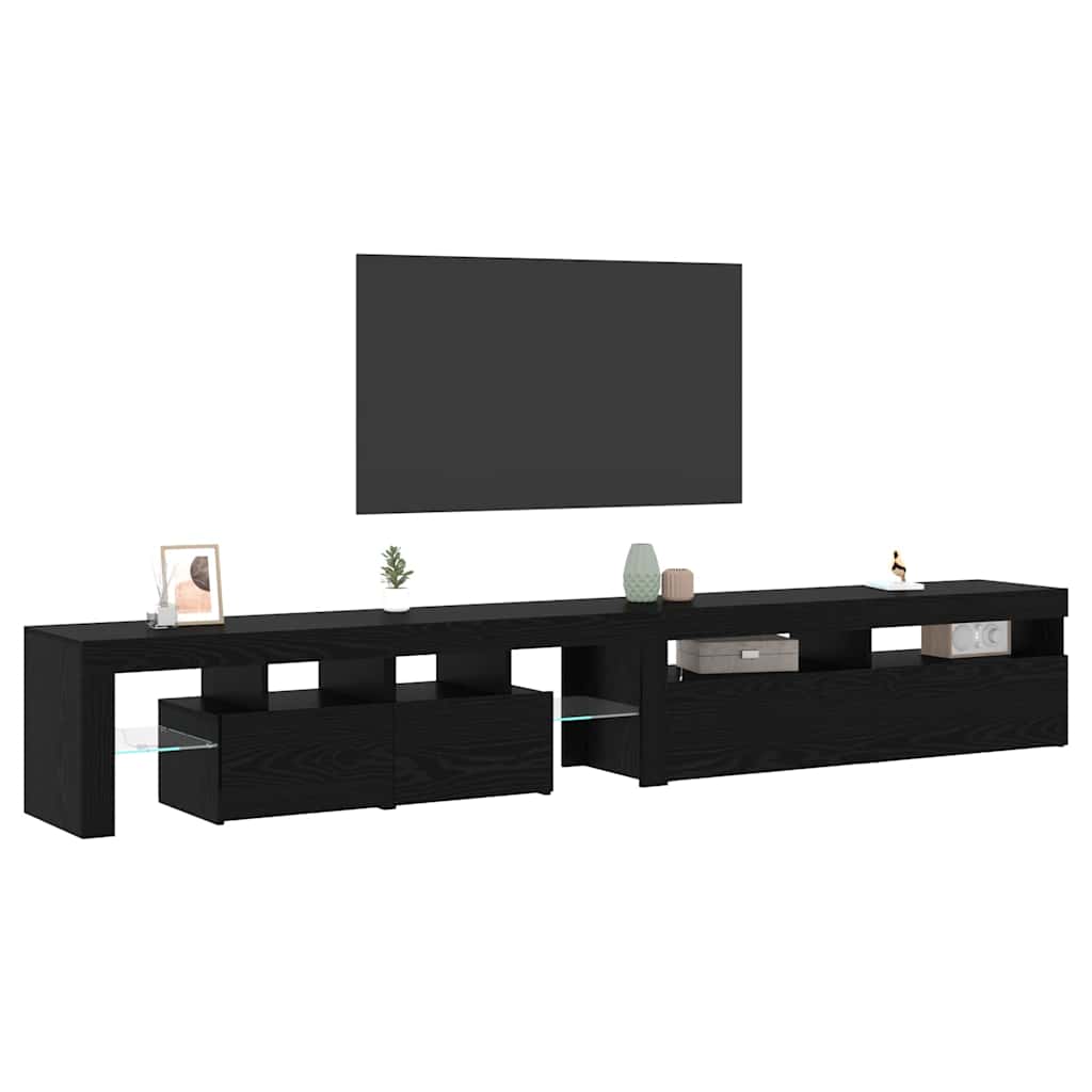 TV-skåp 2 pcs Svart ek 260 x 36.5 x 40 cm Konstruerat trä
