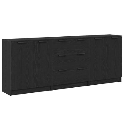 Sidobord med låda Svart Ek 180 x 30 x 70 cm Konstruerat trä