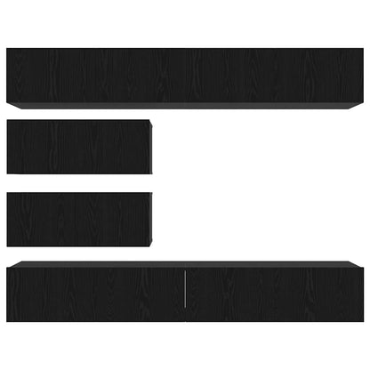 TV-bänkset 10 pcs Svart ek 100 x 30 x 30 cm Konstruerat trä