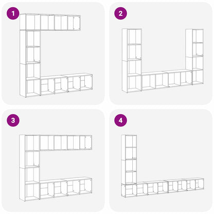 Bokskåp 3 pcs Svart Ek 36 x 30 x 143 cm Konstruerat trä