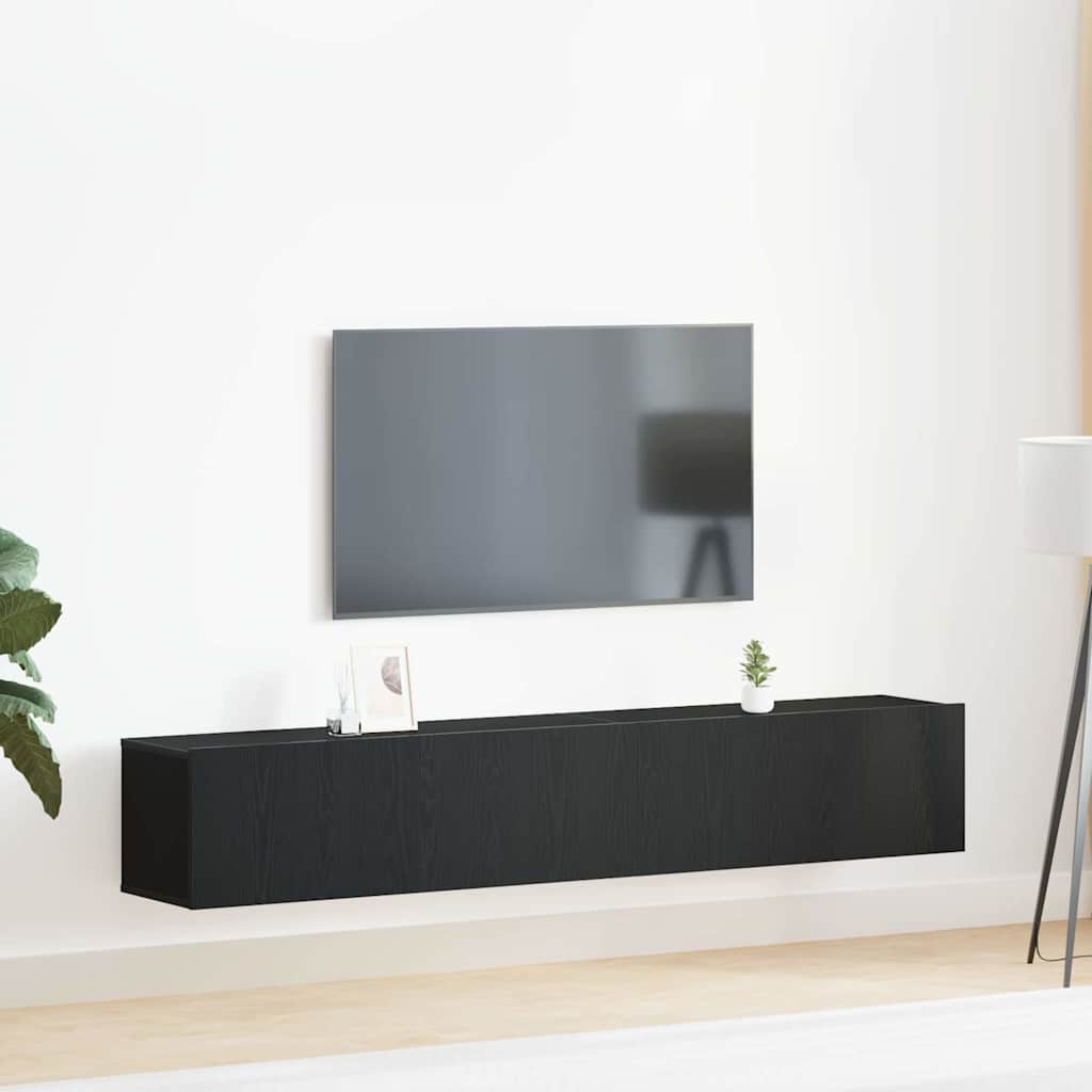 XXXXX TV-Bänkset 2 pcs Svart Ek 100 x 30 x 30 cm