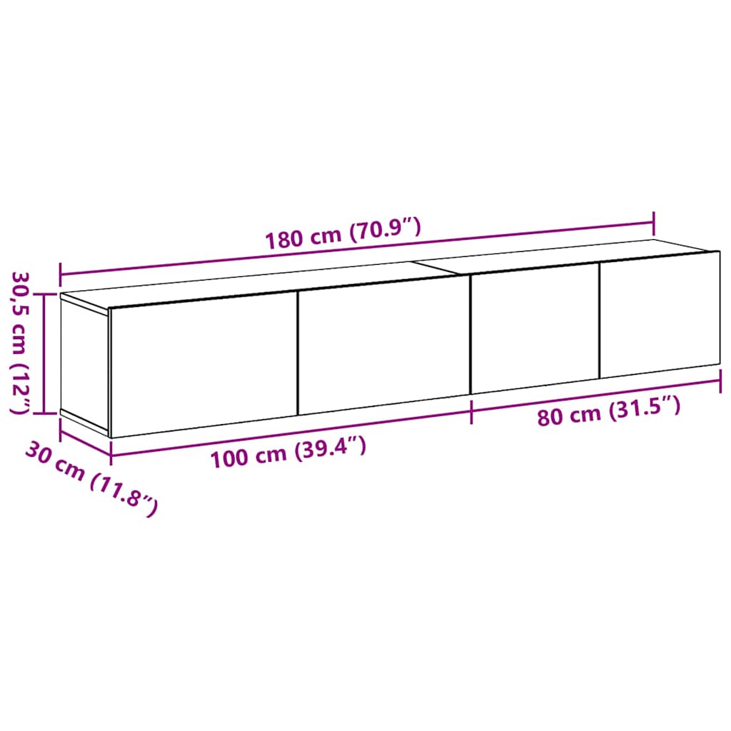 XXXXX TV-Bänkset 2 pcs Svart Ek 100 x 30 x 30 cm