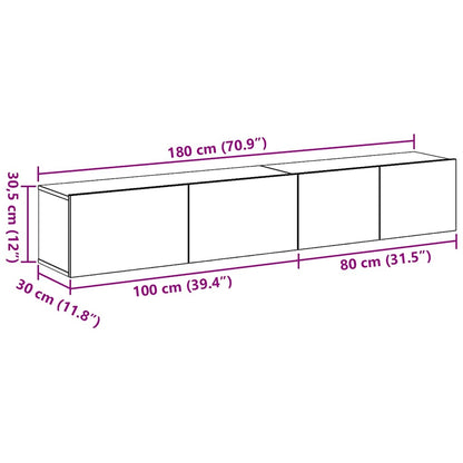 XXXXX TV-Bänkset 2 pcs Svart Ek 100 x 30 x 30 cm