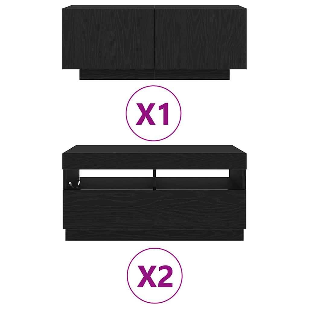 TV-skåp 3 pcs Svart 260 x 35 x 40 cm Konstruerat trä