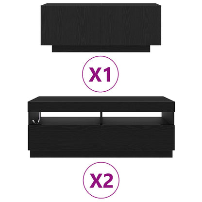 TV-skåp 3 pcs Svart 300 x 35 x 40 cm Konstruerat trä