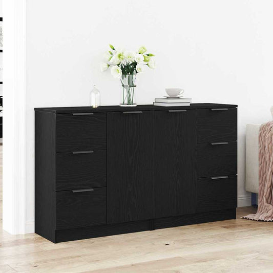 Skåp med låda Svart Ek 180 x 30 x 70 cm Konstruerat trä