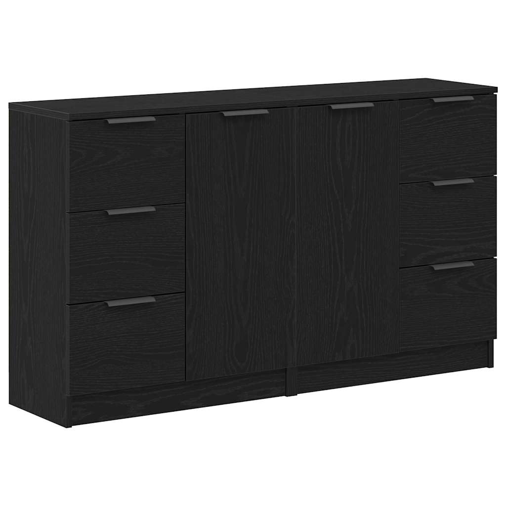 Skåp med låda Svart Ek 180 x 30 x 70 cm Konstruerat trä