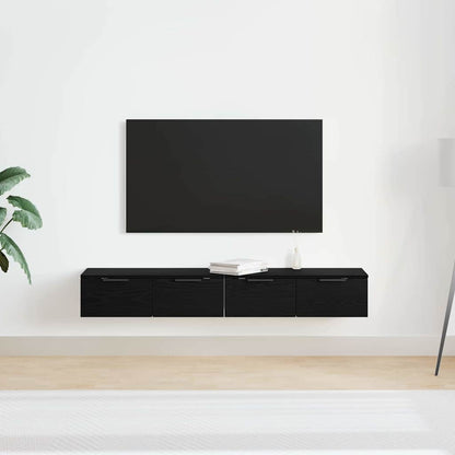 Väggskåp 2 pcs Svart ek 68 x 30 x 20 cm Konstruerat trä