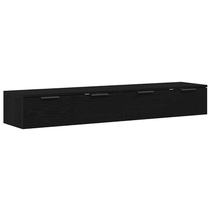 Väggskåp 2 pcs Svart ek 68 x 30 x 20 cm Konstruerat trä