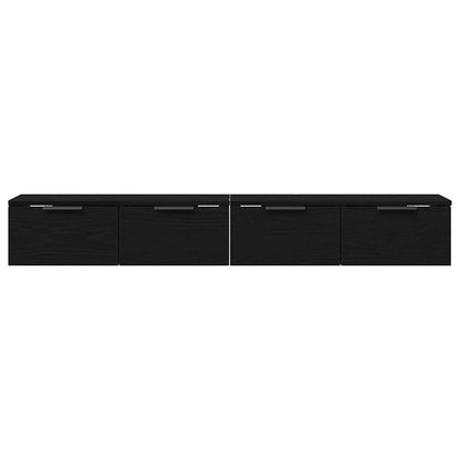 Väggskåp 2 pcs Svart ek 68 x 30 x 20 cm Konstruerat trä