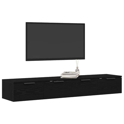 Väggskåp 2 pcs Svart ek 68 x 30 x 20 cm Konstruerat trä