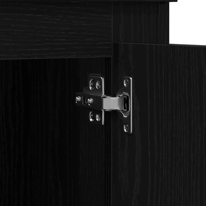 Högskåp med låda Svart Ek Konstruerat trä