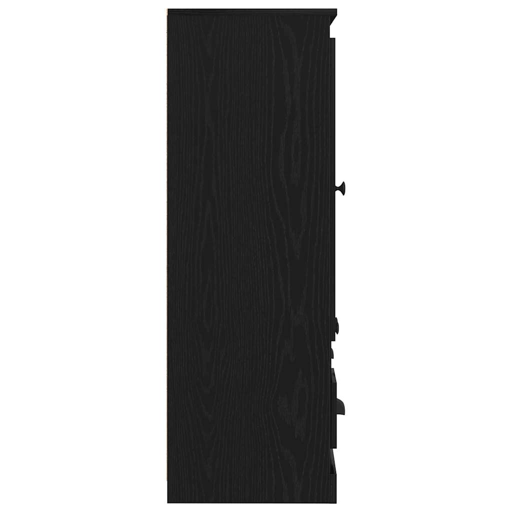 Högskåp med låda Svart Ek Konstruerat trä