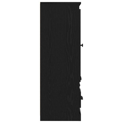 Högskåp med låda Svart Ek Konstruerat trä