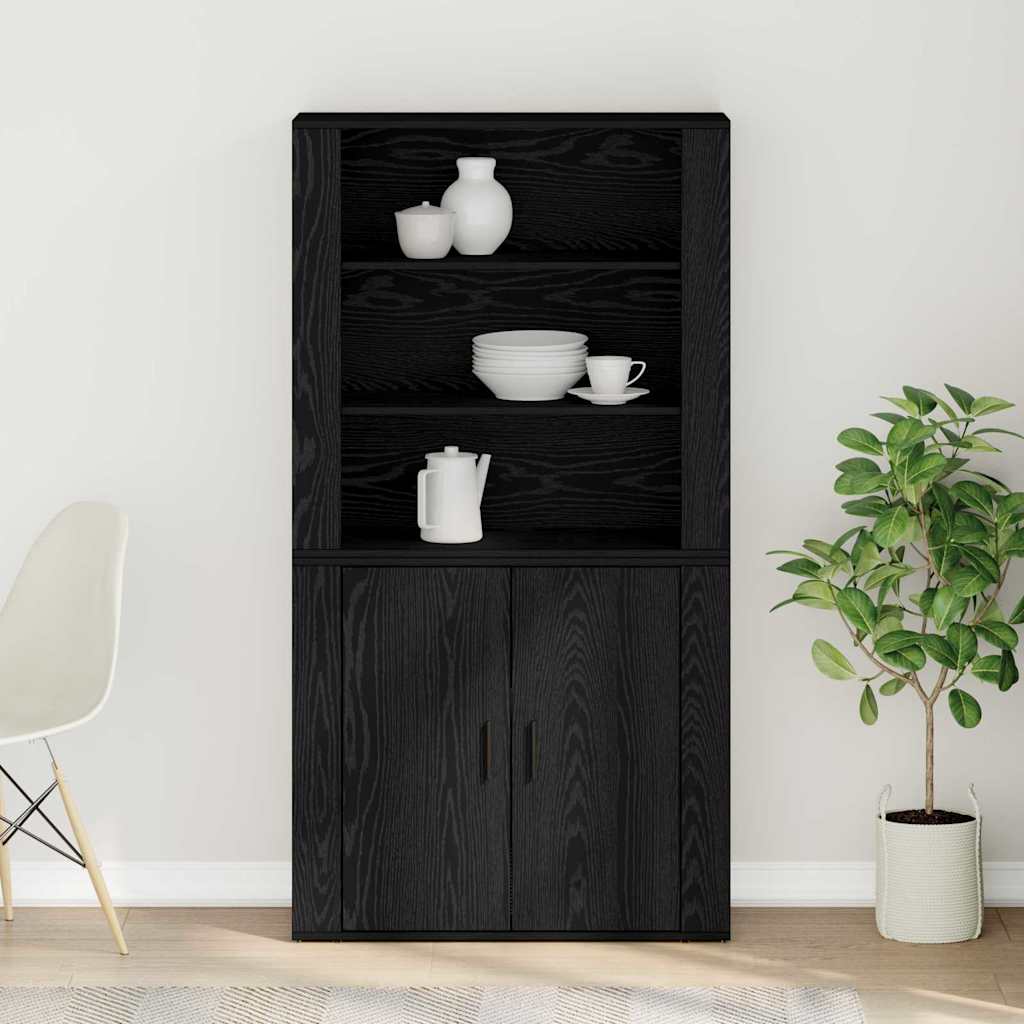 Skåp Svart ek 80 x 33 x 150 cm Konstruerat trä