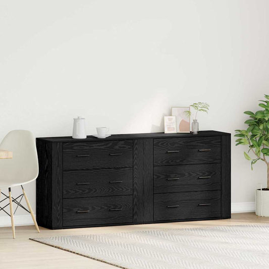 Skåp med låda Svart Ek 160 x 33 x 70 cm Konstruerat trä