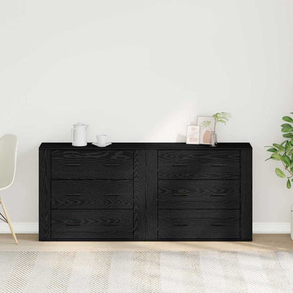 Skåp med låda Svart Ek 160 x 33 x 70 cm Konstruerat trä