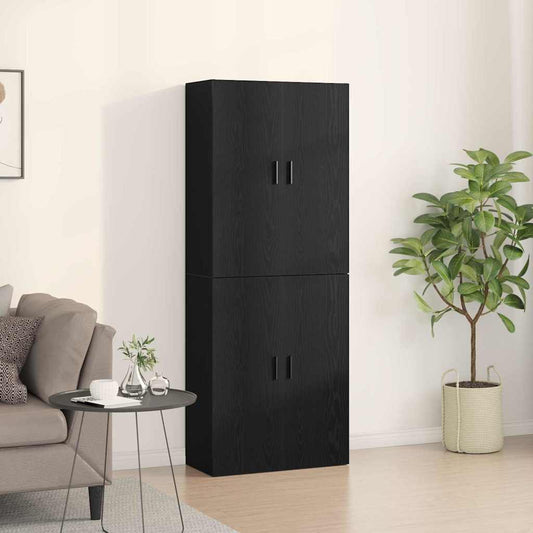 Väggskåp 2 pcs Svart ek 69.5 x 34 x 90 cm Konstruerat trä