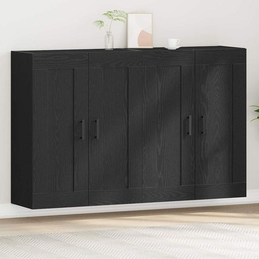 Väggmonterat skåp Väggmonterad 2 pcs Svart ek 160 x 34 x 90 cm