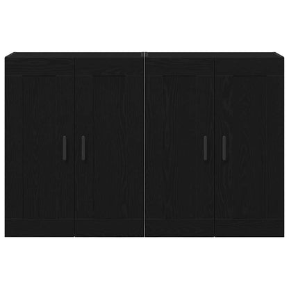 Väggmonterat skåp Väggmonterad 2 pcs Svart ek 160 x 34 x 90 cm