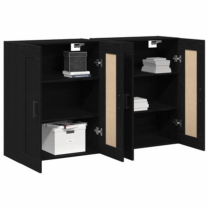 Väggmonterat skåp Väggmonterad 2 pcs Svart ek 160 x 34 x 90 cm
