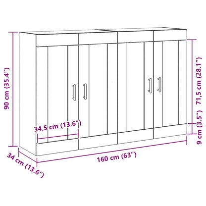Väggmonterat skåp Väggmonterad 2 pcs Svart ek 160 x 34 x 90 cm