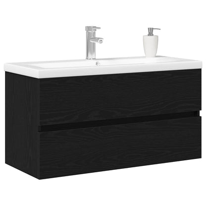 Badrumsunderskåp med dörr Svart Ek 90 x 39 x 62 cm