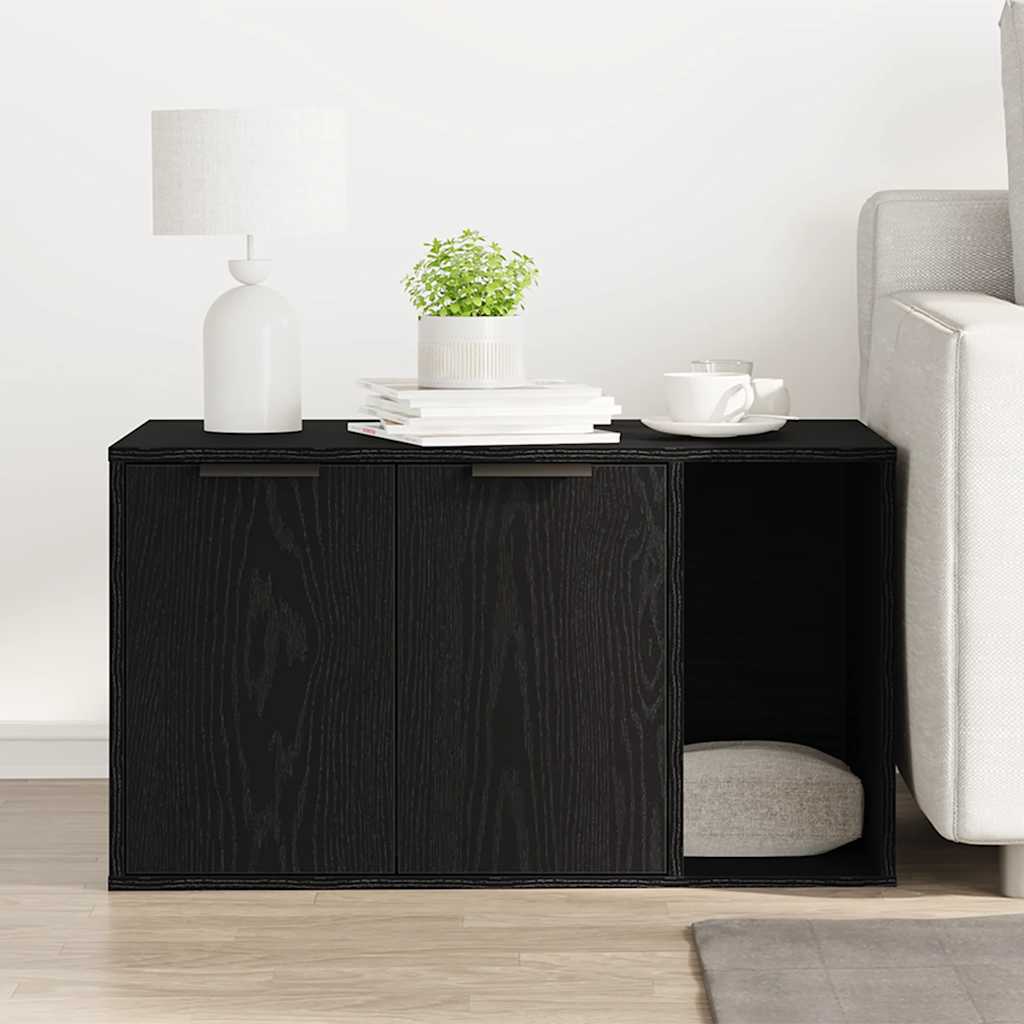 Kattmöbel Kattlåda Svart Ek 80x50x45 cm