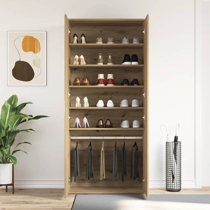 Skoskåp med dörr Brun 80 x 39 x 180 cm Konstruerat trä