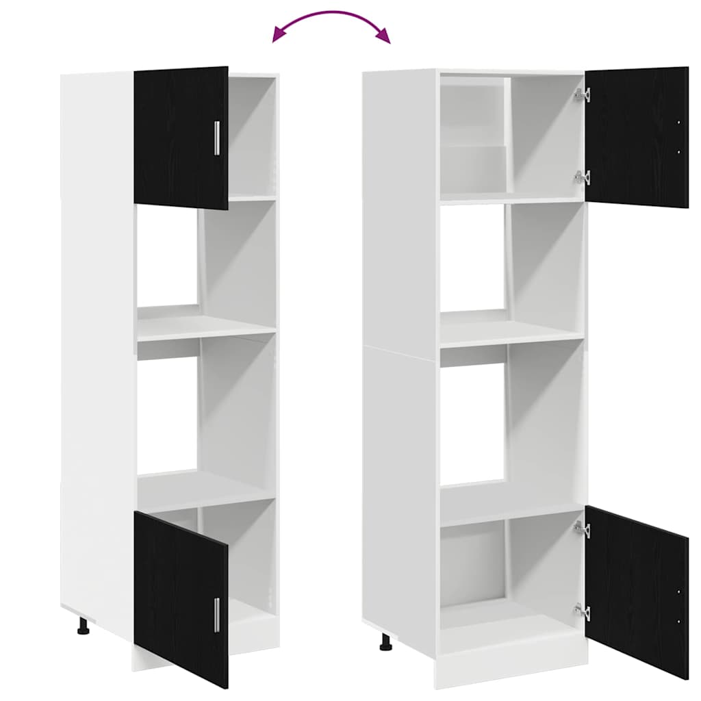 Mikrovågsugnsskåp Svart ek 60 x 57 x 207 cm Konstruerat trä