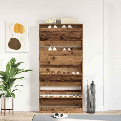 Skåp för skor Gammalt trä 80 x 21 x 163.5 cm Konstruerat trä