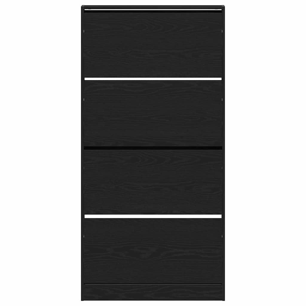Skåp för skor Svart ek 80 x 21 x 163.5 cm Konstruerat trä