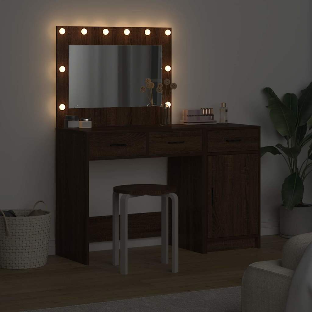 Smyckebord med låda 2 pcs Brun 40 x 41 x 75 cm Konstruerat trä