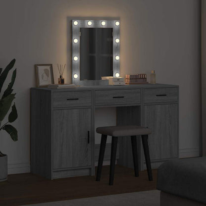 Smyckebord med låda Grå 50 x 41 x 135 cm Konstruerat trä