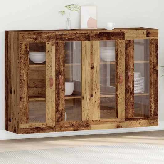 Väggskåp 2 pcs Gammalt trä 69.5 x 34 x 90 cm Konstruerat trä
