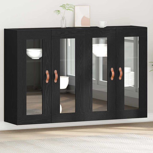 Väggskåp 2 pcs Svart ek 69.5 x 34 x 90 cm Konstruerat trä
