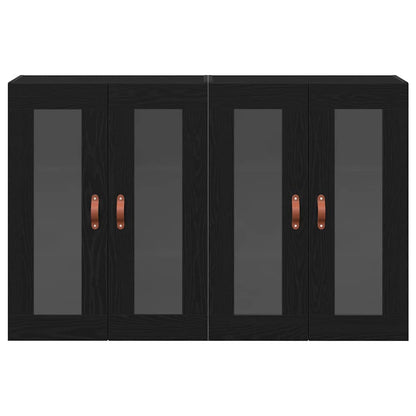 Väggskåp 2 pcs Svart ek 69.5 x 34 x 90 cm Konstruerat trä