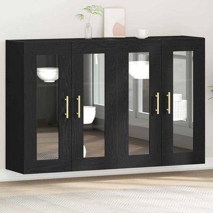 Väggskåp 2 pcs Svart ek 69.5 x 34 x 90 cm Konstruerat trä