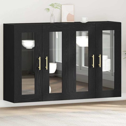Väggskåp 2 pcs Svart ek 69.5 x 34 x 90 cm Konstruerat trä