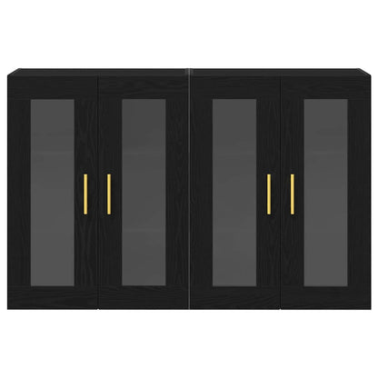 Väggskåp 2 pcs Svart ek 69.5 x 34 x 90 cm Konstruerat trä