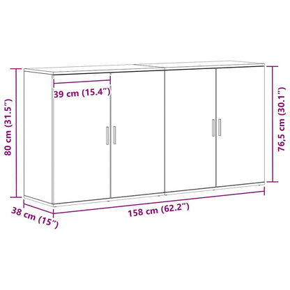 Skåp 2 pcs Gammalt trä 79 x 38 x 80 cm Konstruerat trä