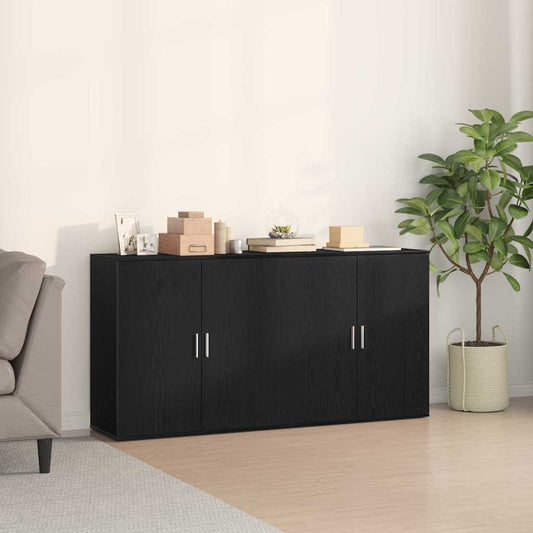 Skåp 2 pcs Svart ek 79 x 38 x 80 cm Konstruerat trä