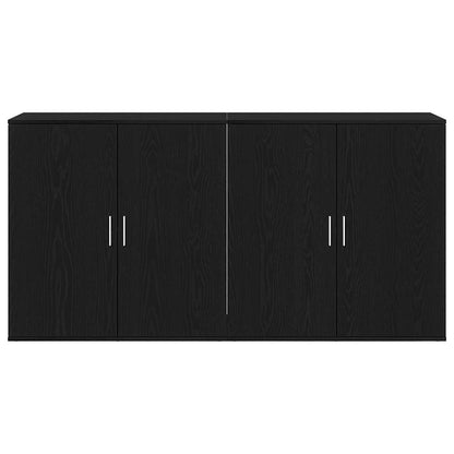 Skåp 2 pcs Svart ek 79 x 38 x 80 cm Konstruerat trä