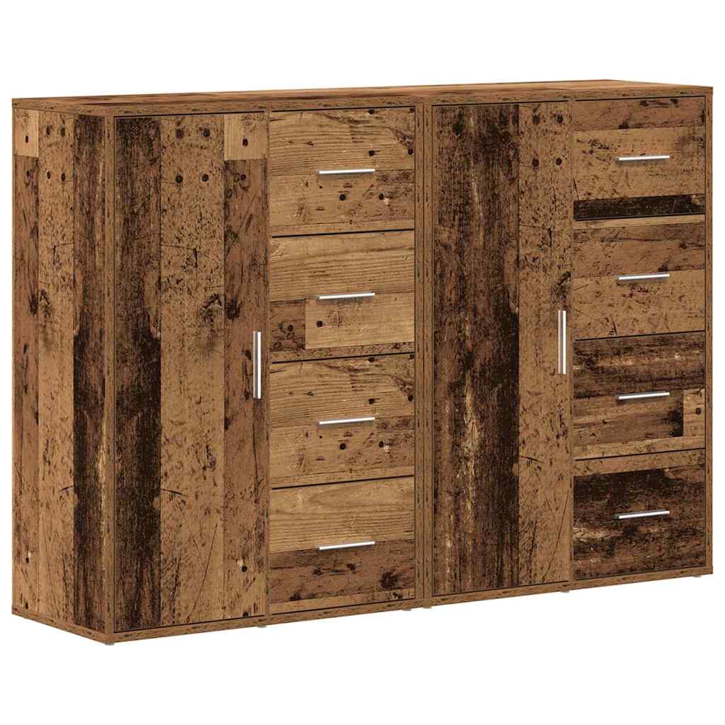 Skåp med låda 2 pcs Gammalt trä 60 x 31 x 84 cm Konstruerat trä